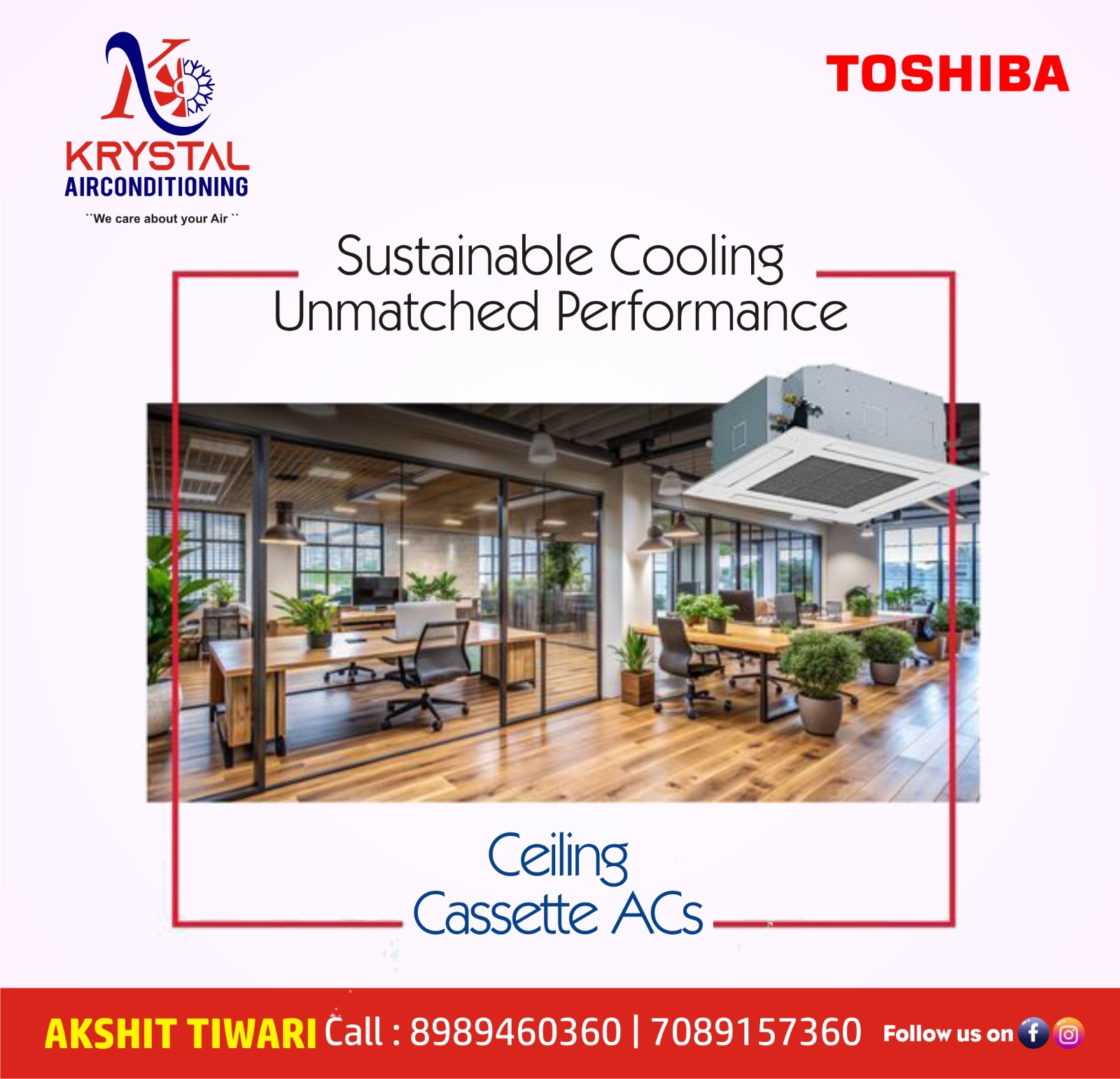 Supplier of Toshiba Ceiling Cassette ACs in Indore